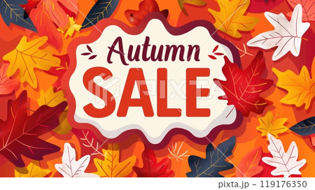 autumn sale seasonal banner with leaves illustration 119176350