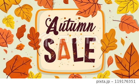 autumn sale seasonal banner with leaves illustration 119176351