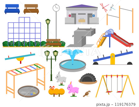 公園の遊具や設備たちのセット 119176379