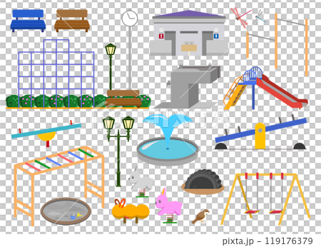 公園の遊具や設備たちのセット 119176379