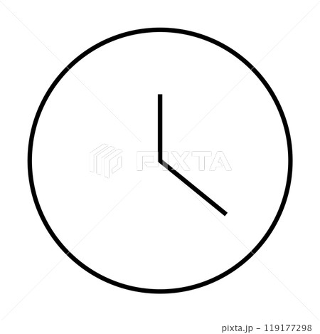 A basic black clock with hour and minute hands against a white backdrop. Ideal for themes of simplicity, time management, punctuality, minimalism, and modern design. Clean, line art, minimal A basic black clock with hour and minute hands against a white backdrop. Ideal for themes of simplicity, time management, punctuality, minimalism, and modern design. Clean, line art, minimal 119177298