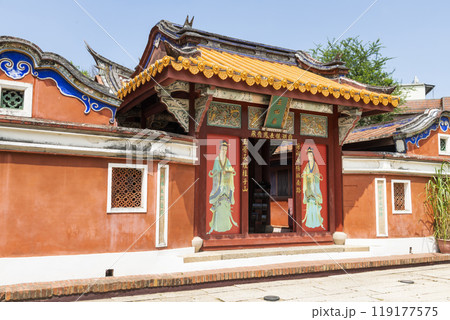 Building view of the Temple of the Five Concubines (Wufei Temple) in Tainan, Taiwan. The Temple of the Five Concubines in Tainan, Taiwan. Building view of the Temple of the Five Concubines (Wufei Temple) in Tainan, Taiwan. The Temple of the Five Concubines in Tainan, Taiwan. 119177575