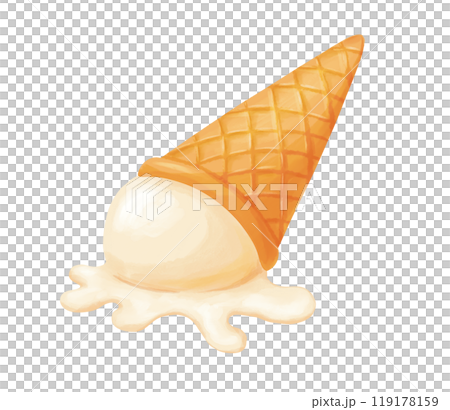 Ice cream cone that fell down, hand drawn isolated illustration Ice cream cone that fell down, hand drawn isolated illustration 119178159