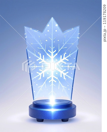 Snowflake on a blue background, with shine and glitter, copy space. Winter, New Year, Christmas 119178209