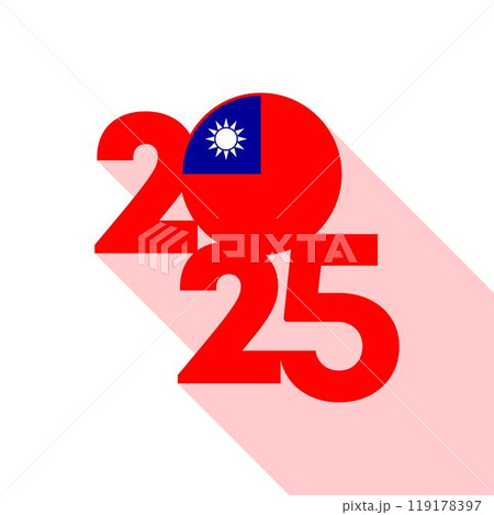 2025 banner with Taiwan flag inside. Vector illustration. 119178397