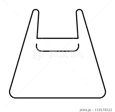 A basic, stylized outline of a shopping bag in minimalistic design style. Ideal for eco-friendly packaging, retail, shopping, sustainability, and environmental awareness campaigns. Simple, clean, mode 119178522