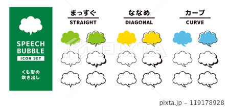 シンプルな雲形のふきだしセット＿しっぽの形状違い＿タッチのバリエーション 119178928