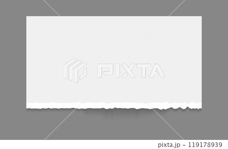 White torn or ripped paper sheet. Scrapbook edge, notebook tear or blank page split vector illustration. 119178939