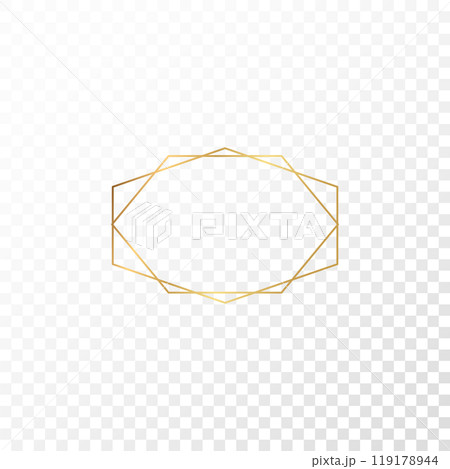 Geometric gold frame. Luxury golden shape for invitation. Vector decorative art deco template Geometric gold frame. Luxury golden shape for invitation. Vector decorative art deco template 119178944