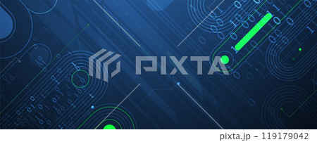 Abstract modern science and technology futuristic dark blue background. Handmade vector. 119179042