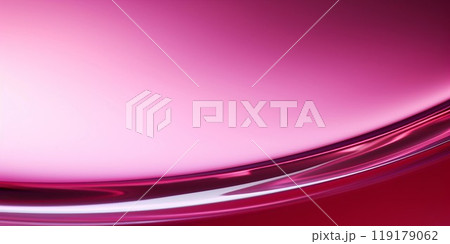 抽象横長テンプレート。透明感のあるガラス風の質感のダークピンクの曲線。AI生成画像 119179062