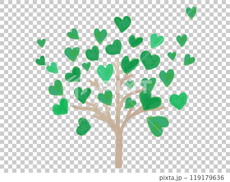 Illustration of a tree with heart-shaped leaves (colored with watercolor pencils) Illustration of a tree with heart-shaped leaves (colored with watercolor pencils) 119179636