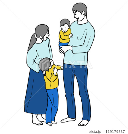 小さな兄弟と両親の温かい家族 119179887