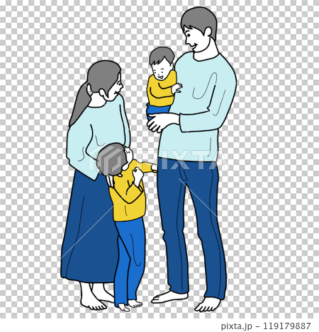 小さな兄弟と両親の温かい家族 119179887
