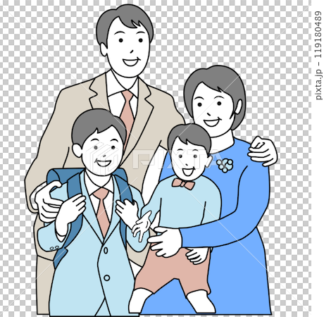 由小兄弟姊妹和父母組成的溫暖家庭 119180489