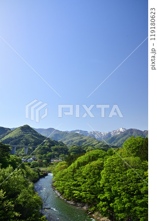 諏訪峡大橋から眺める～利根川、谷川岳～ 119180623