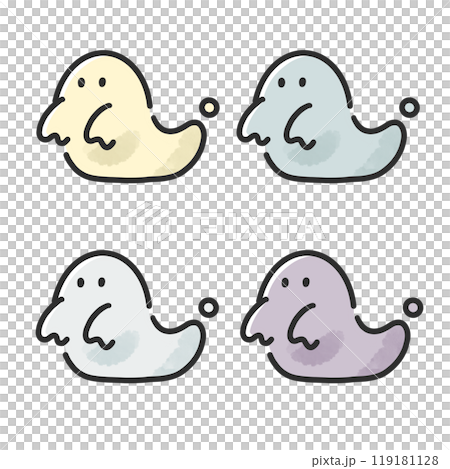 Illustration Halloween ghost 4 color set Illustration Halloween ghost 4 color set 119181128