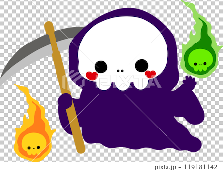 かわいいおばけのハロウィン素材死神さん かわいいおばけのハロウィン素材死神さん 119181142