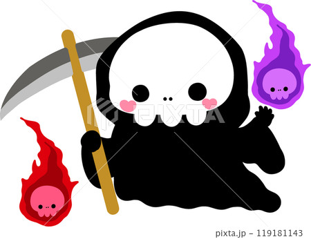 かわいいおばけのハロウィン素材死神さん 119181143