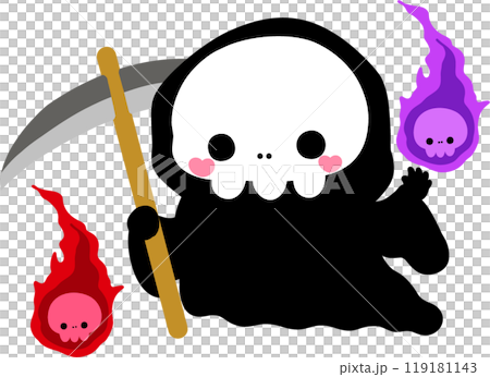 かわいいおばけのハロウィン素材死神さん 119181143