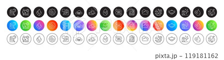 Employees wealth, Accounting and Settings gear line icons. Round icon gradient buttons. Pack of Patient, Charging station, Dermatologically tested icon. Vector Employees wealth, Accounting and Settings gear line icons. Round icon gradient buttons. Pack of Patient, Charging station, Dermatologically tested icon. Vector 119181162