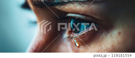Emotional Tear Drops from Eye Close-Up 119181554
