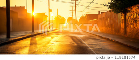Serene Sunset on a Quiet Urban Street Serene Sunset on a Quiet Urban Street 119181574