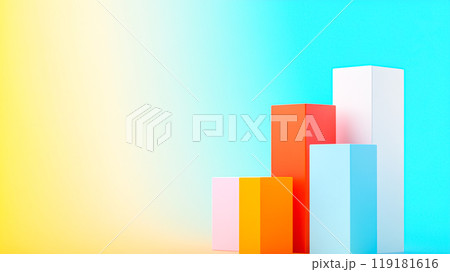 Colorful Bar Graph on Blue and Yellow Background 119181616