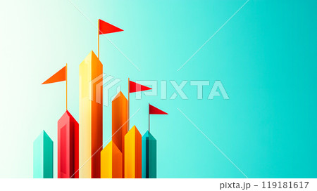 Colorful Growth Concept with Flags on a Gradient Background 119181617