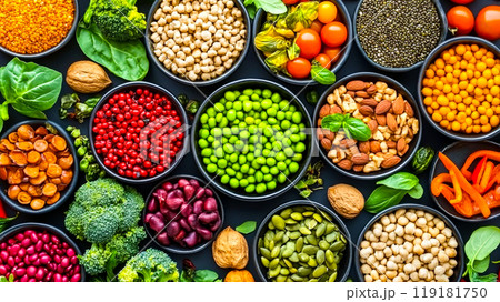 Vibrant Healthy Plant-Based Meal Ingredients Display 119181750