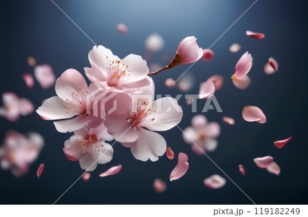 桜の花と花びらのイメージ素材 119182249