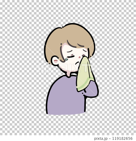 一個女人用手帕擦眼淚 119182656