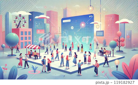 メタバースでの交流体験を描いた未来的なイラスト 119182927