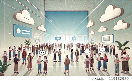 メタバースでの交流体験を描いた未来的なイラスト 119182929