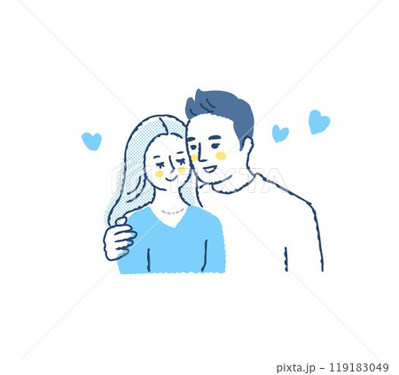 寄り添う若い男女 119183049