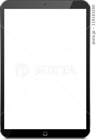 A sleek, modern tablet with a sleek design, set against a plain backdrop for a clean and simple presentation A sleek, modern tablet with a sleek design, set against a plain backdrop for a clean and simple presentation 119183280
