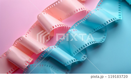 Vibrant Film Strips on Pastel Background Celebrating World Photography Day - Creative and Colorful Stock Image Vibrant Film Strips on Pastel Background Celebrating World Photography Day - Creative and Colorful Stock Image 119183720