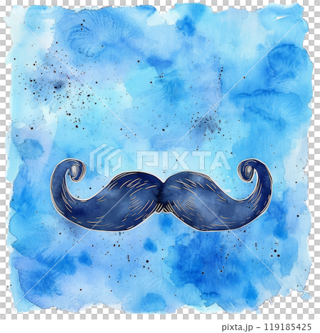 Blue Watercolor Mustache on White Background Blue Watercolor Mustache on White Background 119185425
