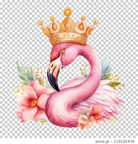 Floral Crowned Flamingo Portrait Floral Crowned Flamingo Portrait 119185436