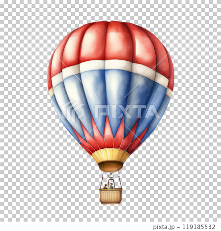 Hand drawn watercolor painting of hot air balloon 119185532
