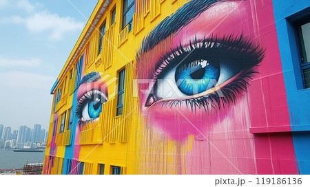 Vivid street art covering an entire building 119186136