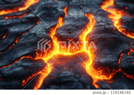 Flowing lava from volcanic eruption 119186140