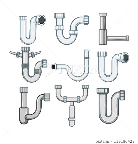 waste drain trap set cartoon vector illustration waste drain trap set cartoon vector illustration 119186428
