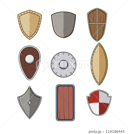 shield knight set cartoon vector illustration 119186445