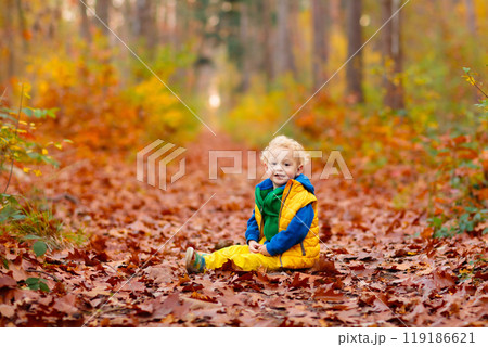 Kids playing in autumn park Kids playing in autumn park 119186621