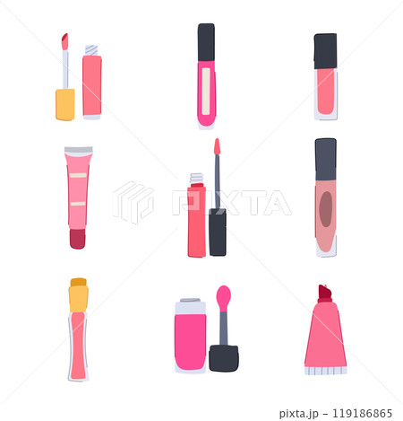 lip gloss set cartoon vector illustration 119186865