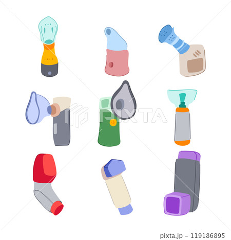 inhaler portable set cartoon vector illustration 119186895