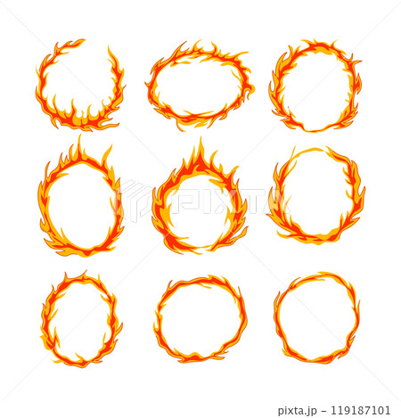 circle fire set cartoon vector illustration 119187101