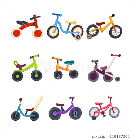 balance bike set cartoon vector illustration balance bike set cartoon vector illustration 119187203
