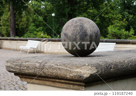 Stone Sphere Sculpture in Prague Castle Garden 119187240
